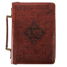 Large "Names of God" Brown Faux Leather Bible Cover
