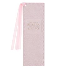 Bookmark Faux Leather Pink Bless You and Keep You Num. 6:24
