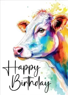 Happy Birthday Cow Card (pack of 6)