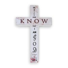 Small Standing Cross – "Be still and know that I am God" (Psalm 46:10)