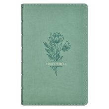 Teal Floral Faux Leather Giant Print Standard-size King James Version Bible with Thumb Index