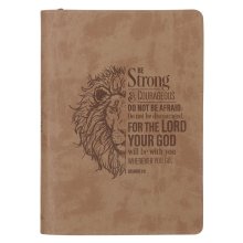 Journal Classic Zip Brown Strong and Courageous Josh. 1:9