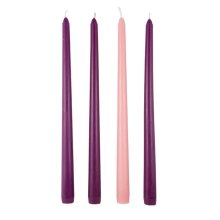 12" Purple, Pink & White Advent Taper Candle (Set Of 4)