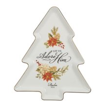 Cookie Plate-Let Us Adore Him-Tree Shape (Ps. 95:6) (11.1 x 9.1)