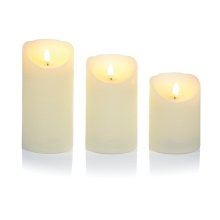 Set of 3 Flickabright Cream Textured LED Candles