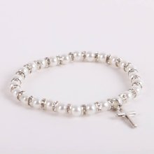 5" Baby Pearl Stretch Cross Bracelet