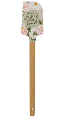 He Restores My Soul Green Floral Garden Silicone Spatula - Psalm 23:3