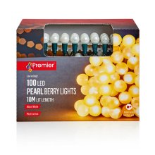100 LED Multi-Action White Pearl Berry Lights