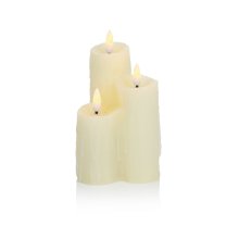 3 Piece Battery Operated Melted Effect FlickaBright Wax Candles