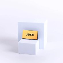Badge Engraved Usher Gold Clip