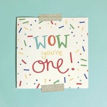Wow You're One Greeting Card & Envelope Pink