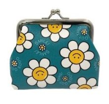 Teal Smile Daisies Coin Purse