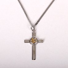 20" Sterling Silver Cross Necklace with Gold Dove