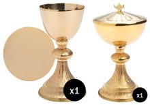 Golden Plated Chalice (H 18.5 cm), Ciborium (H 21.5 cm) & Paten
