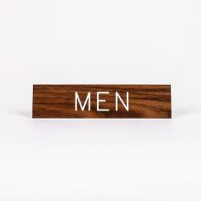 Sign Engraved Men Adhesive Back Walnut