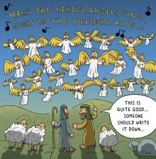 Angels Singing Carols Christmas Card - Nutty Nativity
