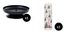 20cm Christmas Trees Pillar Advent Candle & Pillar Candle Holder