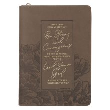 Journal Classic Zip Brown Strong & Courageous Josh. 1:9