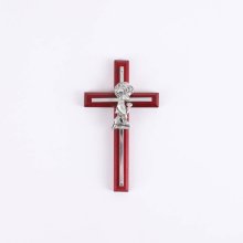 6" Boy Cherry & Silver Wall Cross