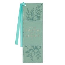 Bookmark Faux Leather Teal Faith 2 Cor. 5:7