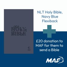 NLT Holy Bible, Navy Blue Flexiback and MAF Bible Donation