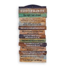 Large Stacked Wooden Plaque – "Footprints"