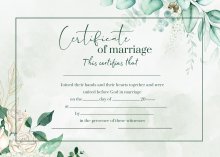 Marriage Certificate - Eucalyptus & Rose