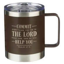Tumbler SS Brown Commit Everything You Do Ps. 37:5