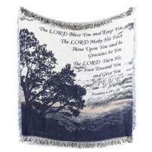 The Lord Bless You Blue Throw 150 x 127cm