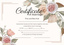 Marriage Certificate - Roses