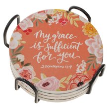 Faithful Florals Ceramic Coaster Set