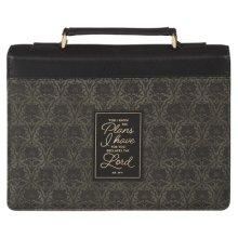Bible Cover Fashion Tone-tone Charcoal and Black I Know the Plans Jer. 29:11