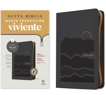 Biblia ultrafina NTV, letra grande de zíper con Filament (SentiPiel, Gris, Índice, Letra Roja)