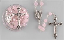 Pink Facetted Glass Rosary