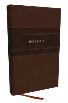 NKJV Personal Size Large Print Bible with 43,000 Cross References, Brown Leathersoft, Red Letter, Comfort Print (Thumb Indexed)