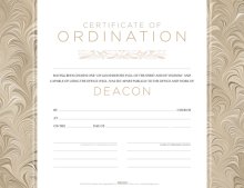 Certificate of Ordination for Deacon - Flat Opaque (Package of 6)