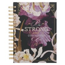 Journal Spiral Plum Floral Strong & Courageous Josh. 1:9