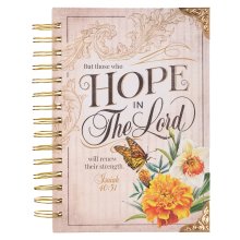 Journal Spiral Cream/Deep Ocean Blue Hope in the Lord Floral Isa. 40:31