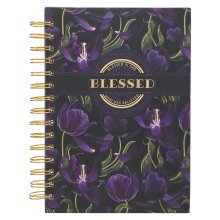 Journal-Wirebound-Black/Purple Floral Blessed Luke 1:45