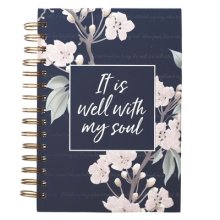 Journal Spiral-bound Large Navy It Is Well With My Soul