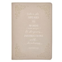 Journal Classic Taupe When She Speaks Prov. 31:26