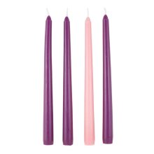 10" Purple, Pink & White Advent Taper Candle Set (Set Of 4)