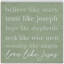 Mini Christmas Sign Square: Believe/Mary