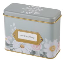 He Restores My Soul Green Floral Garden Prayer Cards in a Tin - Psalm 23:3