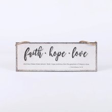 Faith, Hope, Love Metal Wall Decor with Rope