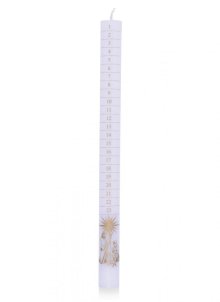 30.5cm White Advent Candle Printed with Gold - Single