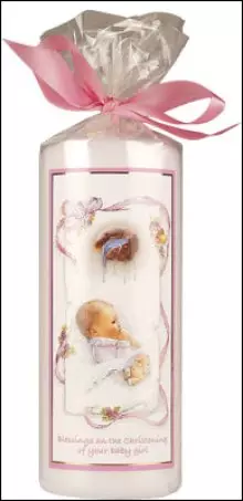 Christening Candle/Girl/6 inch Gift Wrapped