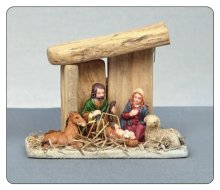 Wooden Nativity Set with 6 polyresin figures - Supplied in units of 4 - 12cm