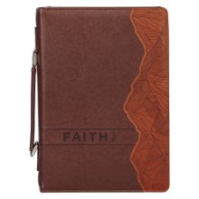 Bible Cover Classic Brown Two-tone Faith Mountains Matt. 17:20