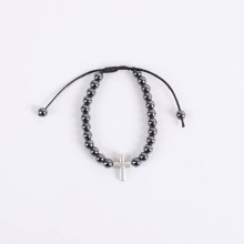 Adjustable Hematite Cross Bracelet